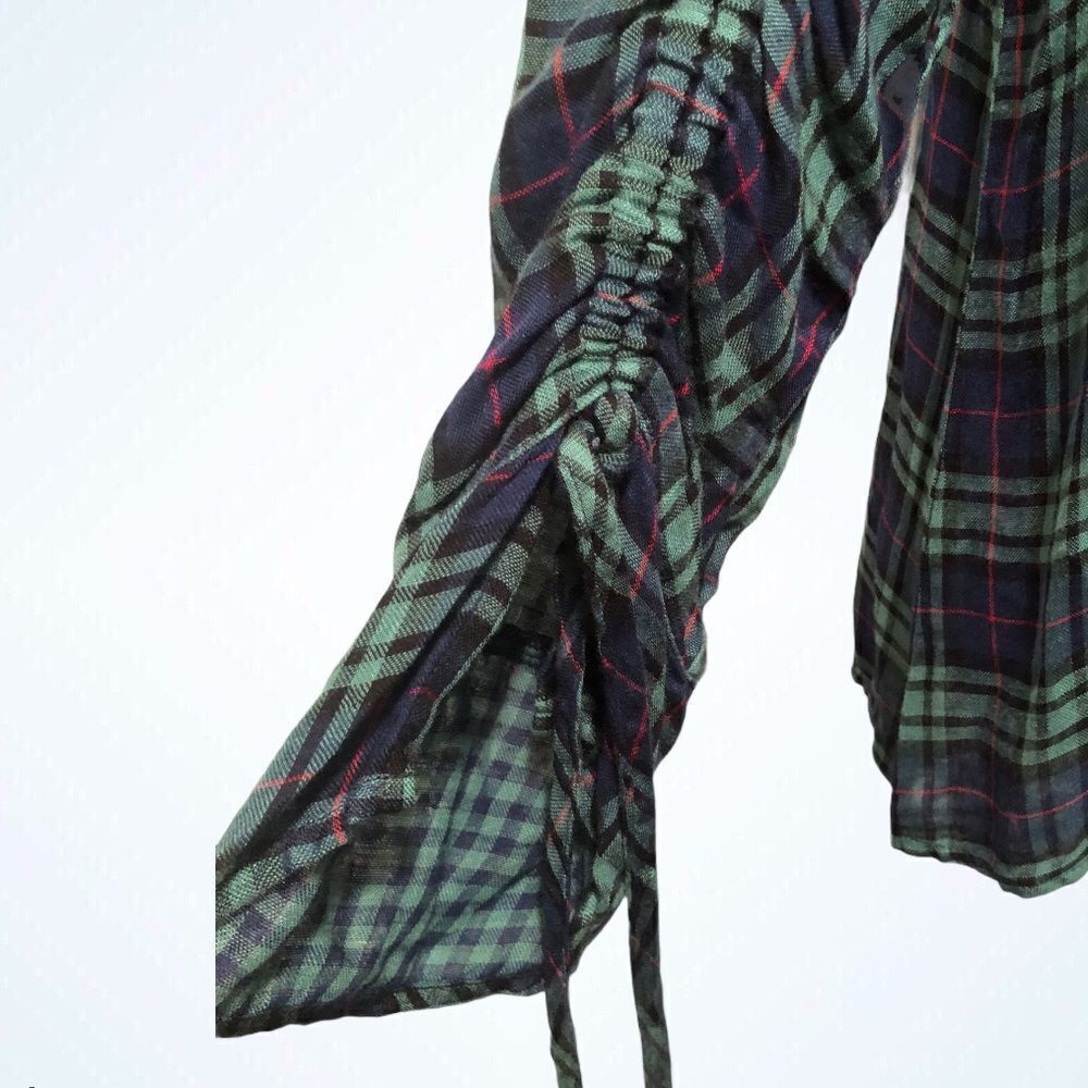 Entro Plaid Button Down Shirt Drawstring Sleeve S… - image 5